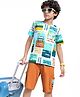 Ollington St. Cotton Half Sleeves Printed T-Shirt & Knit Shorts Set - Multicolor & Light Brown