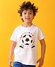 Anthrilo Blended Half Sleeves Football Printed Tee - White