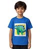 Anthrilo Blended Half Sleeves Dinosaur Printed Tee - Royal Blue