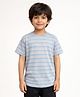 Anthrilo Blended Half Sleeves Striped Tee - Grey