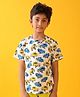 Anthrilo Blended Half Sleeves Cars Printed Tee - White