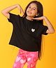 Anthrilo Blended Half Sleeves Heart Printed Tee - Black