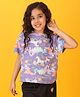 Anthrilo Blended Half Sleeves Unicorn Printed Tee - Purple