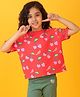 Anthrilo Blended Half Sleeves Cherry Printed Tee - Red