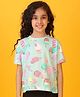 Anthrilo Blended Half Sleeves Ice Cream Printed Tee - Aqua Blue