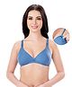 Bella Mama Cotton Elastane Knit Maternity Non Wired Nursing Bra - Blue