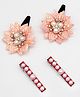 Lime By Manika Set Of 2 Beads Embellished & Floral Applique Hair Clips - Peach
