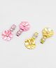 Lime By Manika Set Of 2 Beads Embellished & Floral Applique Hair Clips - Pink