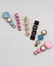 Lime By Manika Set of 6 Rhinestones & Crystals Embellished Hair Clips - Multi Colour