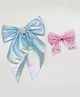 Lime By Manika Set of 2 Pearls Embellished Bow Applique Detailed Hair Clips - Blue & Pink