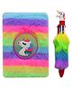 Asera Small Size fur diary soft furry feather plush A6 Diary with LED Light and a 6in 1 Unicorn Pen for Birthday Gift and Return Gift (Unicorn)