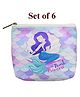 Asera Coin Pouch for Kids/Girls Cartoon Pouch for Kids, Kanjak Gifts for Kids & Girls Theme Gifts (Mermaid 6 Pcs)