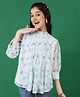 ISHTI Three Fourth Puffed Sleeves Floral Printed Top - Blue