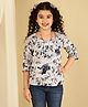 ISHTI Three Fourth Sleeves  Abstract Printed Top -  Navy Blue