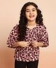 ISHTI Three Fourth Sleeves Abstract Printed Top - Maroon