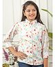 ISHTI Three Fourth Sleeves Floral Printed Shirt Style Top - Multi Colour