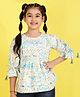 ISHTI Three Fourth Peasant Sleeves Abstract Printed Top - Multi Colour