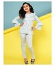 ISHTI Three Fourth Bell Sleeves Frill Detailed Solid Shirt With Coordinating Pant Set - Sky Blue