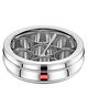 Avias Stainless steel Deluxe Spice box with See-through lid | Masala dabba | Masala dani/organiser with 7 compartments and steel spoon | medium