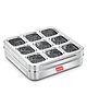 Avias Stainless Steel Spice Box with 9 Square Large (Design) | 9 Comparments | Rust-free see-through lid | Break-resistant acrylic sheet | Durable Masala dani |Masala dabba| Dry fruit box | Kitchen Organiser