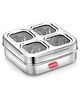 Avias 4 Square Stainless Steel Spice Box with See- Through lid & compartments - Design