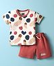 Mini Taurus Interlock Knit Half Sleeves Printed T-Shirt & Short Set - Coral