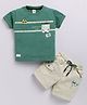 UNO KIDS Sinker Half Sleeves Car & Teddy Bear Printed Tee & & Shorts Set - Light Green