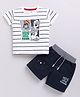 UNO KIDS Cotton  Mickey & Friends Featuring Half Sleeves Characters Printed Tee & Coordinating Shorts Set - White Blue