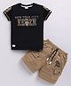 UNO KIDS Lycra Half Sleeves New York City Printed Tee & Shorts Set - Black