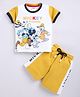 UNO KIDS Cotton  Mickey & Friends Featuring Half Sleeves Characters Printed Tee & Coordinating Shorts Set - Yellow