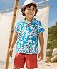 Ollington St. Cotton Half Sleeves Leaf Printed Shirt & Shorts Set - Multicolor & Rust Orange