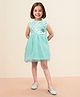 TOONYPORT Cotton Sleeveless Floral Printed & Applique Detailed Dress - Sea Green