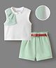 Mark & Mia Sleeveless Solid Color T-Shirt & Shorts Set with Belt - Light Green & White