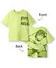 Honeyhap Marvel Single Jersey Knit Half Drop Shoulder Sleeves Oversized T-Shirt with Front & Back Hulk Graphics - Light Green
