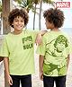 Honeyhap Marvel Single Jersey Knit Half Drop Shoulder Sleeves Oversized T-Shirt with Front & Back Hulk Graphics - Light Green