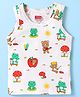 Babyhug 100% Cotton Single Jersey Knit Sleeveless Sando With Animal Print - White