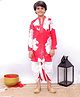 Twisha Cotton Full Sleeves Floral Printed Dhoti Kurta Set - Red & White