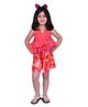 Twisha Cotton Woven Sleeveless Swiss Dots Detailed Halter Neck Top & Pant Set - Coral