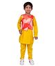 Twisha Woven Full Sleeves Solid Kurta & Pyjama With Abstract Printed Jacket Set - Yellow & Coral