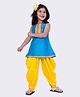 Twisha Sleeveless Ethnic Motifs Printed Lace Embellished Dhoti Kurta Set - Sky Blue & Yellow
