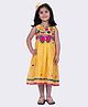 Twisha Cotton Sleeveless Leheria Printed & Bow Applique Detailed Dress - Yellow