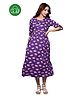 Inner Sense Organic Cotton Knit Three Fourth Sleeves Floral Printed Maternity Dress With Side Zipper Nursing Access - Violet Sakura
