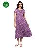 Inner Sense Organic Cotton Knit Half Sleeves Abstract Printed Maternity Dress With Side Zipper Nursing Access - Orchid Purple