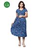 Inner Sense Organic Cotton Knit Half Sleeves Floral Printed Maternity Dress With Side Zipper Nursing Access - Vintage Garden Blue