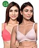Inner Sense Organic Cotton Pack Of 2 Solid Antimicrobial Soft Feeding Bras - Multi Colour