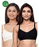 Inner Sense Organic Cotton Pack Of 2 Solid Antimicrobial Soft Feeding Bras - Multi Colour