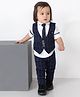 BAD BOYS Cotton Full Sleeves Checked 3 Piece Party Suit With Tie Set - Navy Blue