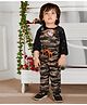 BAD BOYS Cotton Soldier Boy Patch Detailed Camouflage Printed Dungaree With Full Sleeves Tee Set - Black