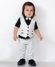 BAD BOYS Cotton Full Sleeves Solid 3 Piece Party Suit With Bow Set - Grey