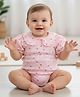 My Milestones Half Puffed Sleeves Strawberry Printed Onesie - Pink